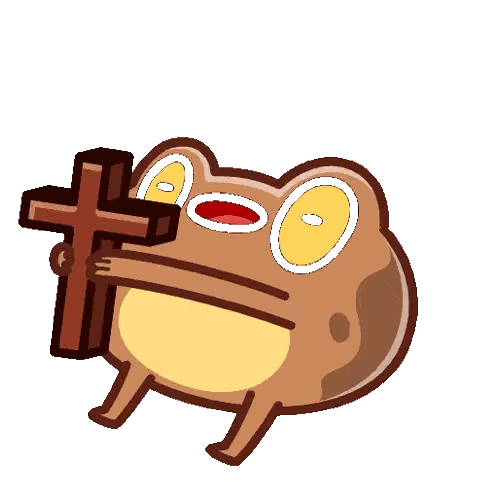 Frog Holding Cross Sticker