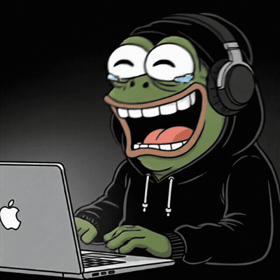 Frog In Black Hoodie Typing On Laptop GIF
