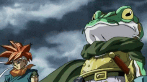 Frog In Green Cape Next To Boy With Red Hair GIF