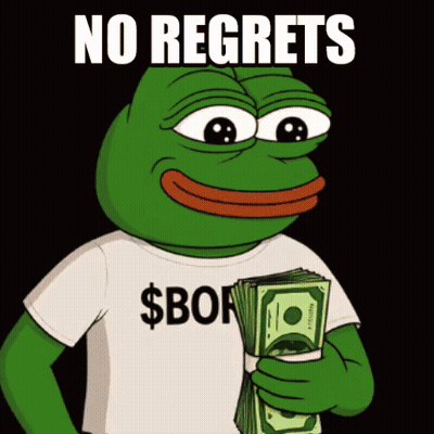 Frog In No Regrets Shirt Holding Money GIF