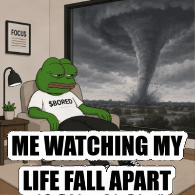 Frog In Shirt Saying $ Bored In Front Of Tornado GIF