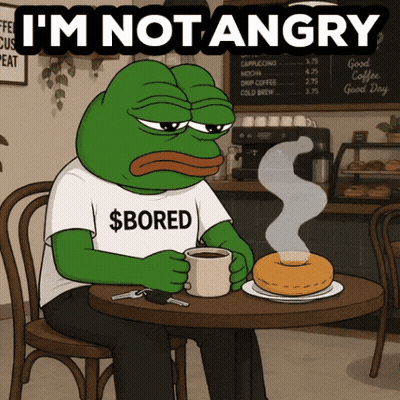 Frog In Shirt Saying Bored With Coffee GIF