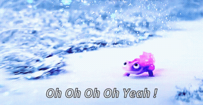 Frog In Snow Saying Oh Oh Oh Oh Yeah GIF