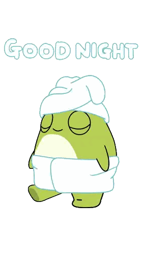 Frog In Towel And Hat Saying Good Night Sticker
