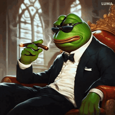 Frog In Tuxedo Smoking Cigar GIF
