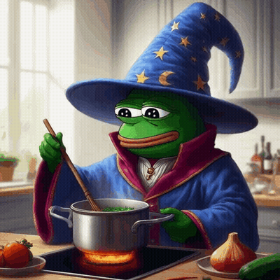 Frog In Wizard Hat Stirring Pot GIF