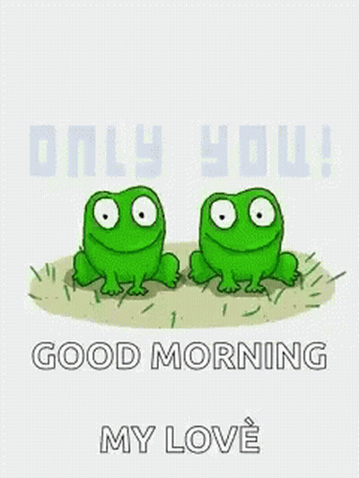 Frog Kissing Frog Saying Good Morning GIF