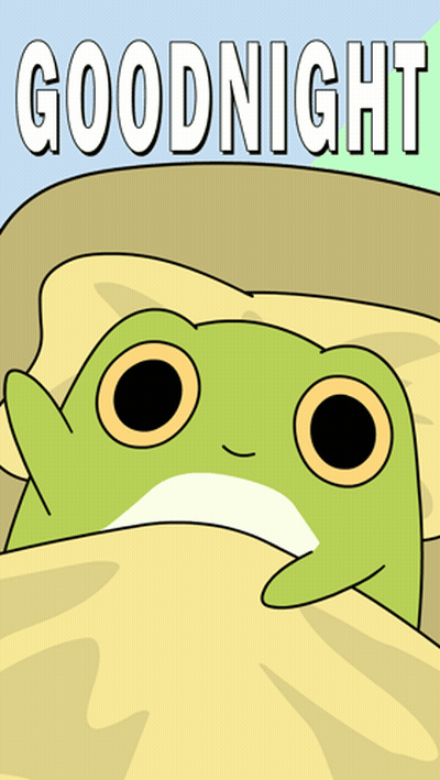 Frog Laying In Bed Saying Goodnight GIF