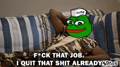 Frog Laying On Couch Saying F*ck That Job GIF