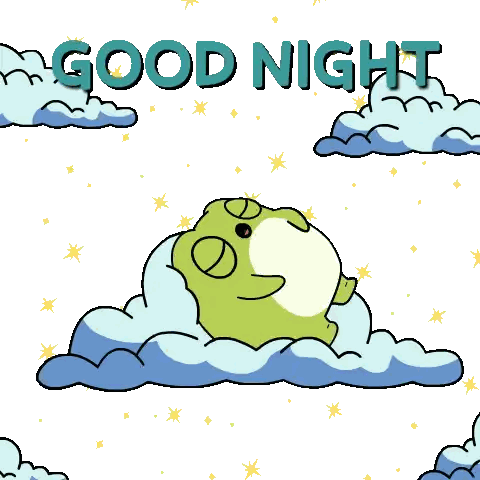 Frog Lying On Cloud With Good Night Sticker