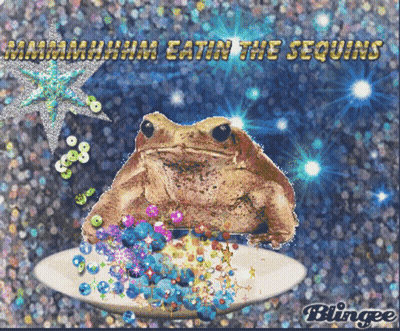 Frog On Plate Eatin The Sequins GIF