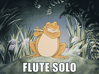 Frog Playing Flute Solo Cartoon GIF