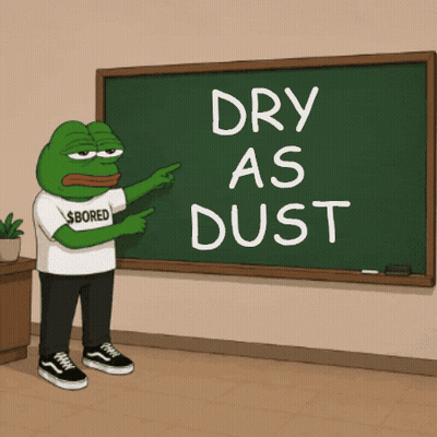 Frog Pointing At Blackboard Saying Dry As Dust GIF