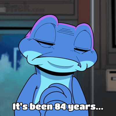 Frog Saying It's Been 84 Years GIF