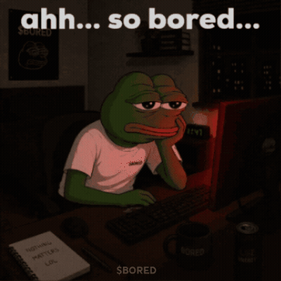 Frog Sitting At Computer Saying Ahh So Bored GIF