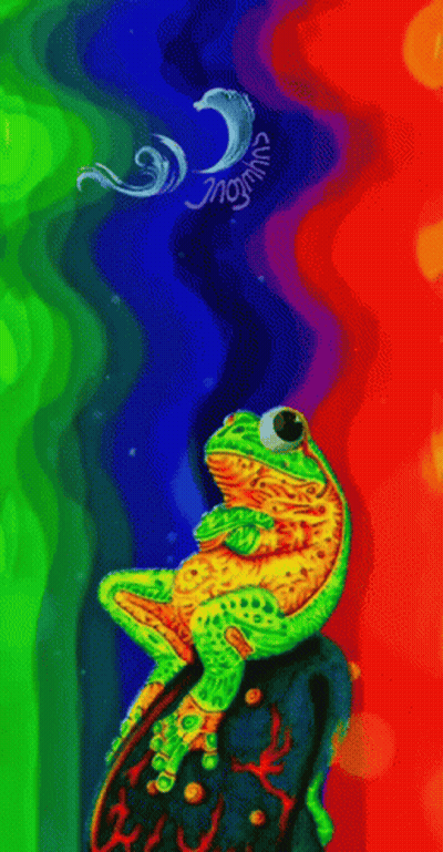 Frog Sitting On Rock Frogmind Painting GIF