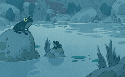 Frog Sitting On Rock In Pond GIF