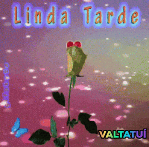 Frog Sitting On Rose Saying Linda Tarde GIF