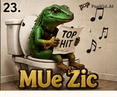 Frog Sitting On Toilet Holding Top Hit Sign GIF