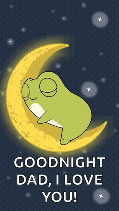 Frog Sleeping On Crescent Moon GIF