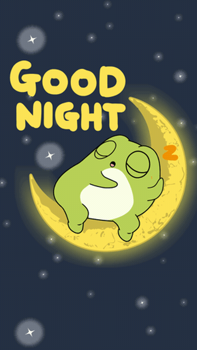 Frog Sleeping On Crescent Moon Good Night GIF