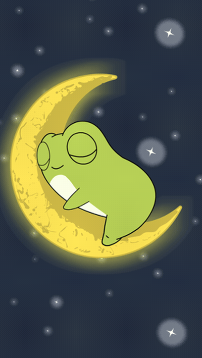 Frog Sleeping On Crescent Moon GIF