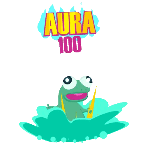 Frog Surrounded By Aura And Yellow Letters Sticker