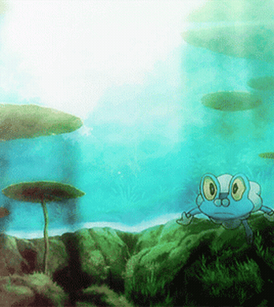 Frog Swimming in Water With Mushroom