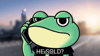 Frog Talking On Cell Phone Saying He Sold GIF