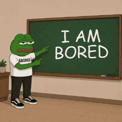Frog Wearing $ Bored Shirt Pointing At I Am Bored Board GIF