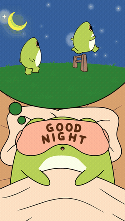 Frog Wearing Good Night Sleep Mask GIF