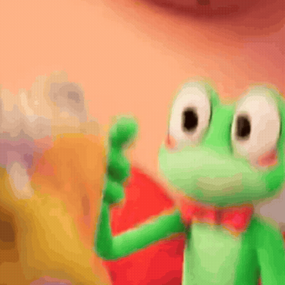 Frog Wearing Red Bow Tie Waving GIF