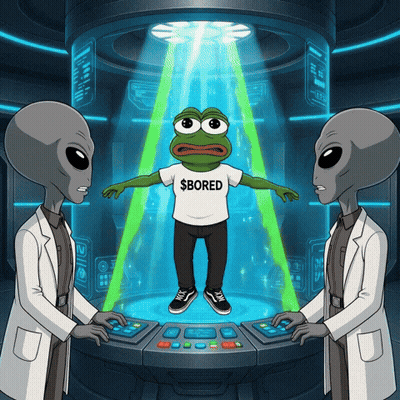 Frog Wearing Shirt That Says $ Bored Surrounded By Aliens GIF
