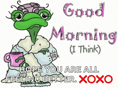 Frog With Coffee Saying Good Morning GIF