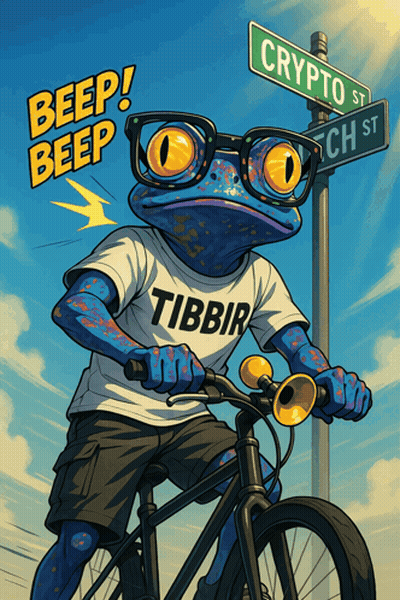 Frog With Glasses Wearing Tibbir T-Shirt Riding Bike GIF