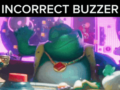 Frog With Incorrect Buzzer Text GIF