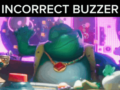 Frog With Incorrect Buzzer Text GIF