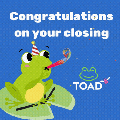 Frog With Party Hat Blowing Horn Congratulations On Your Closing Toad GIF