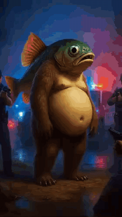 Frog With Party Hat In Front Of Police Officers GIF
