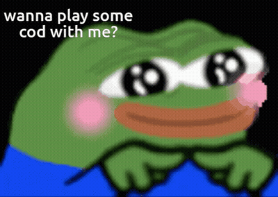 Frog With Pink Cheek Saying Wanna Play Some Cod With Me