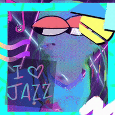 Frog With Sunglasses Saying I Love Jazz GIF