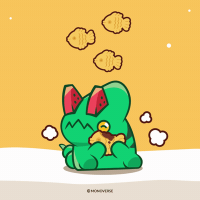 Frog With Watermelon Ears Eating Food GIF