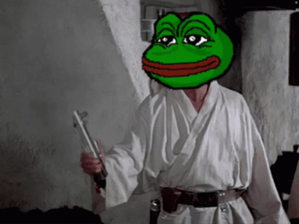 Froggy Head Luke Skywalker Holding Light Saber GIF