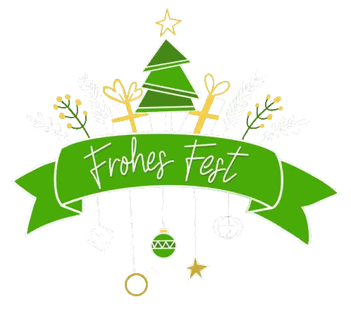 Frohes Fest Green Banner With Christmas Tree Sticker