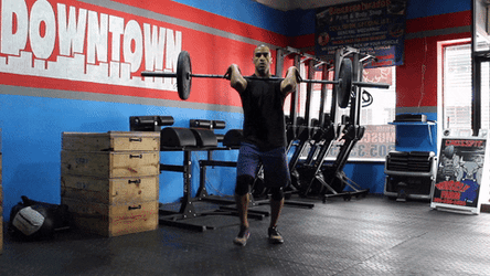 Front Rack Barbell Row Lunge Technique GIF