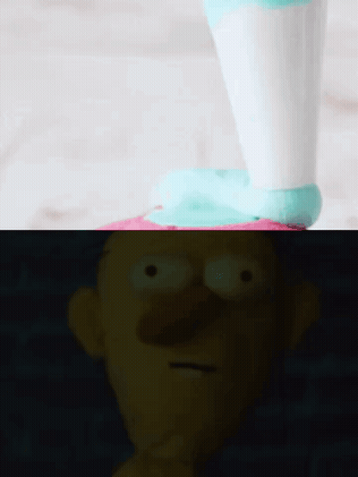 Frosting Tube Next To Surprised Cartoon Character GIF