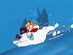 Frosty The Snowman Fly With Little Girl GIF