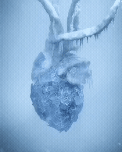 Frozen Heart With Icicles Floating GIF