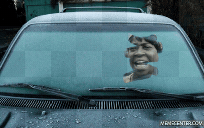 Frozen Windshield With Woman Image GIF
