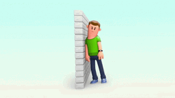 Frustrated Cartoon Man Bangs Head Against Wall GIF